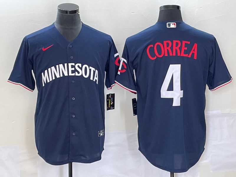 Men%27s Minnesota Twins #4 Carlos Correa 2023 Navy Blue Cool Base Stitched Jersey->minnesota twins->MLB Jersey
